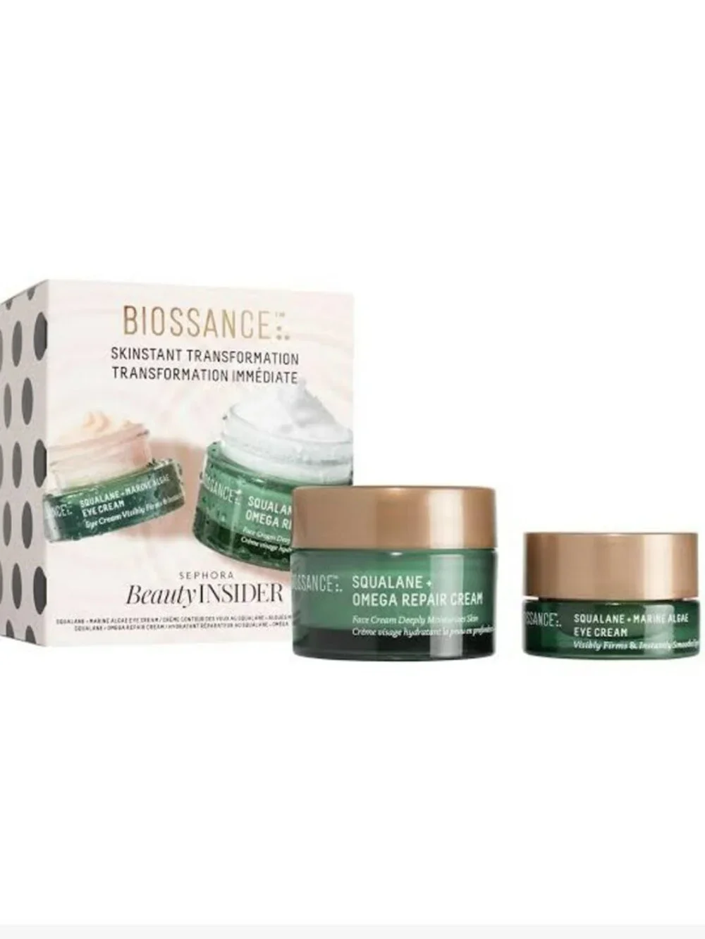 Biossance Squalane + Marine Algae Eye Cream & Omega Repair Cream Set Travel Size